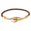 HERMES Jumbo Bracelet Leather Brown Gold Auth 189396-2