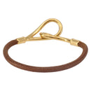HERMES Jumbo Bracelet Leather Brown Gold Auth 189396-3