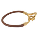 HERMES Jumbo Bracelet Leather Brown Gold Auth 189396-5