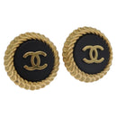 CHANEL Earring Metal Gold Tone CC Auth 189398V-1