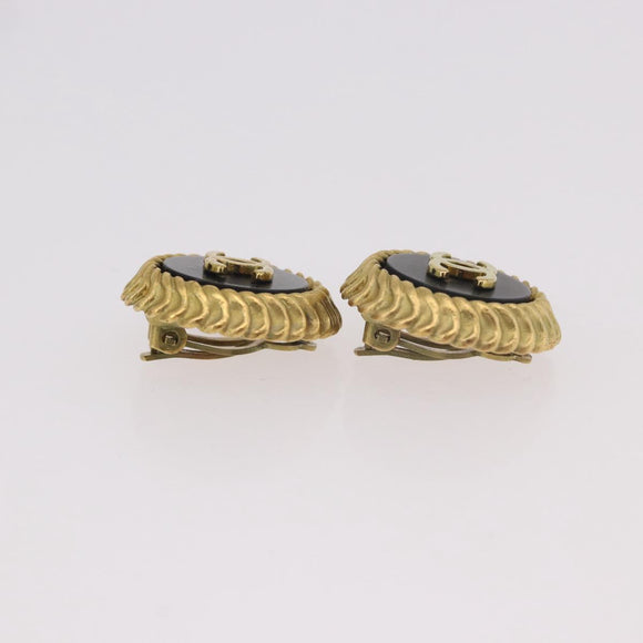 CHANEL Earring Metal Gold Tone CC Auth 189398V