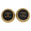 CHANEL Earring Metal Gold Tone CC Auth 189398V-2