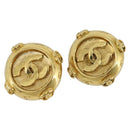 CHANEL Earring Metal Gold Tone CC Auth 189402M-1