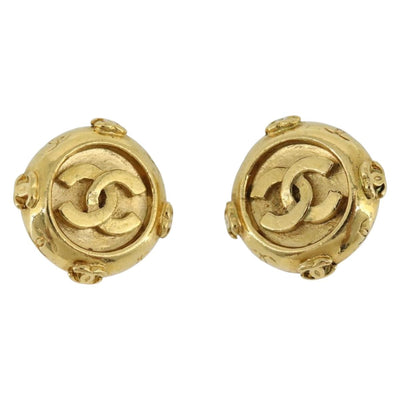 CHANEL Earring Metal Gold Tone CC Auth 189402M - 0