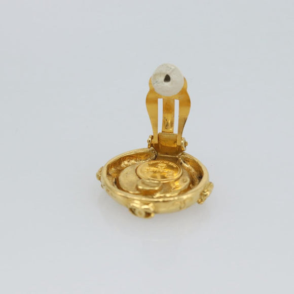 CHANEL Earring Metal Gold Tone CC Auth 189402M