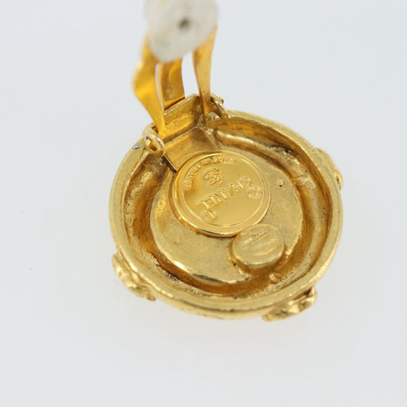 CHANEL Earring Metal Gold Tone CC Auth 189402M