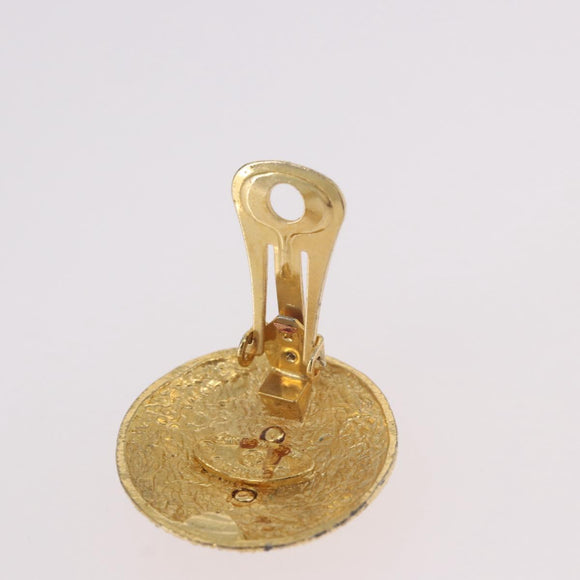 CHANEL Earring Metal Gold Tone CC Auth 189408