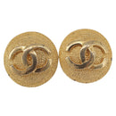 CHANEL Earring Metal Gold Tone CC Auth 189408-2