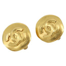 CHANEL Earring Metal Gold Tone CC Auth 189409-1