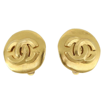CHANEL Earring Metal Gold Tone CC Auth 189409 - 0
