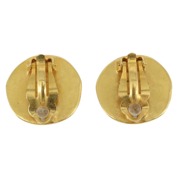 CHANEL Earring Metal Gold Tone CC Auth 189409