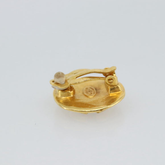 CHANEL Earring Metal Gold Tone CC Auth 189409