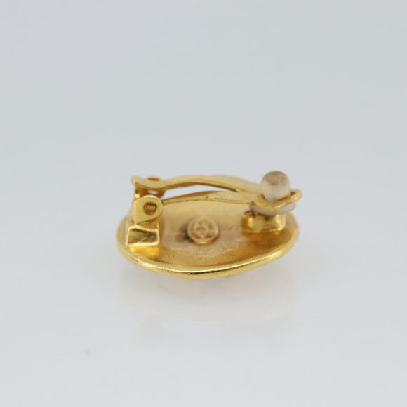 CHANEL Earring Metal Gold Tone CC Auth 189409