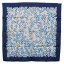 HERMES Carre 90 Scarf ”I`ARBRE de SOiE” Silk Blue Auth 189417M-16