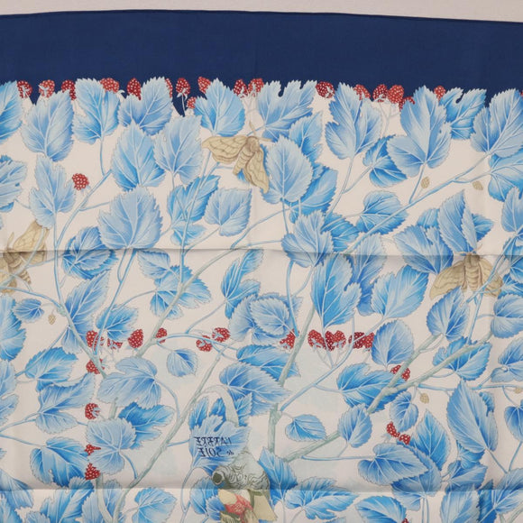 HERMES Carre 90 Scarf ”I`ARBRE de SOiE” Silk Blue Auth 189417M