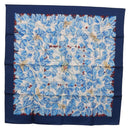 HERMES Carre 90 Scarf ”I`ARBRE de SOiE” Silk Blue Auth 189417M-1
