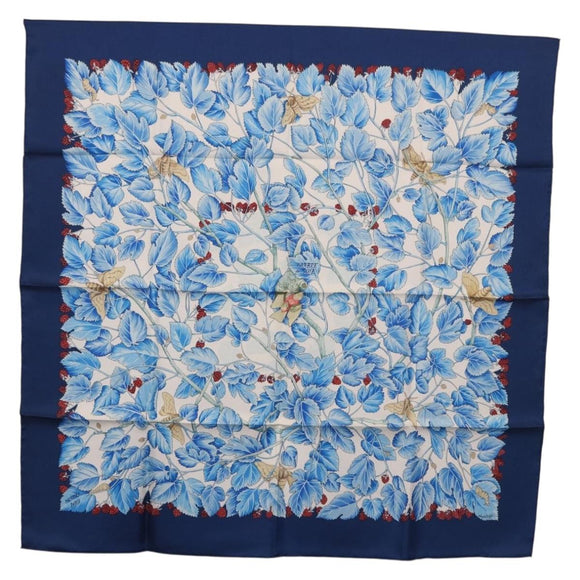 HERMES Carre 90 Scarf ”I`ARBRE de SOiE” Silk Blue Auth 189417M