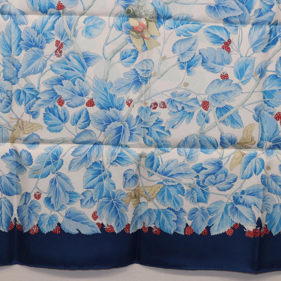 HERMES Carre 90 Scarf ”I`ARBRE de SOiE” Silk Blue Auth 189417M