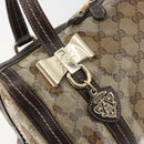 GUCCI GG Crystal Hand Bag Coated Canvas Pink Brown gold 181487 Auth 189418-17
