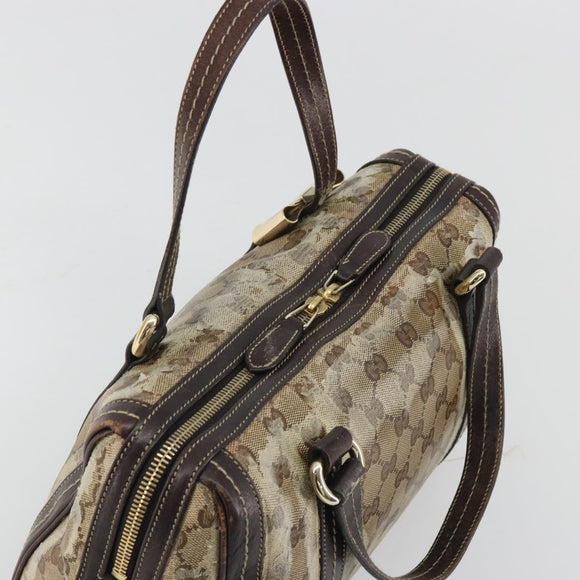 GUCCI GG Crystal Hand Bag Coated Canvas Pink Brown gold 181487 Auth 189418