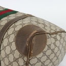 GUCCI GG Supreme Web Sherry Line Boston Bag PVC Beige Gold Auth 189420-9