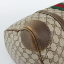 GUCCI GG Supreme Web Sherry Line Boston Bag PVC Beige Gold Auth 189420-14