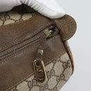 GUCCI GG Supreme Web Sherry Line Boston Bag PVC Beige Gold Auth 189420-10