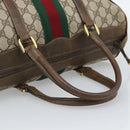 GUCCI GG Supreme Web Sherry Line Boston Bag PVC Beige Gold Auth 189420-7