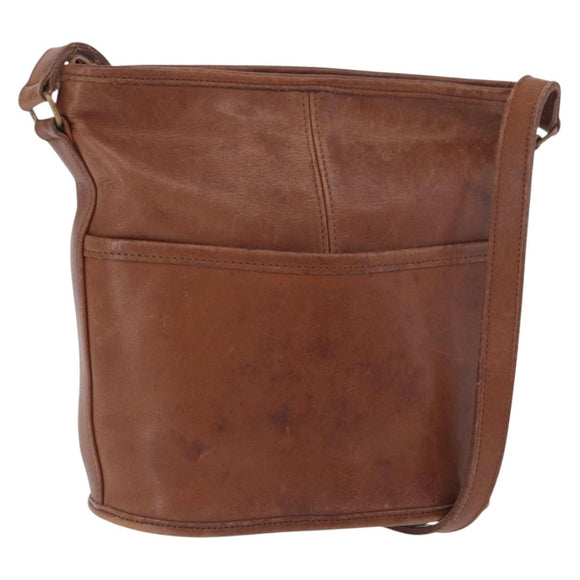 Coach Shoulder Bag Leather Brown Gold Auth 189421