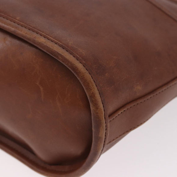 Coach Shoulder Bag Leather Brown Gold Auth 189421