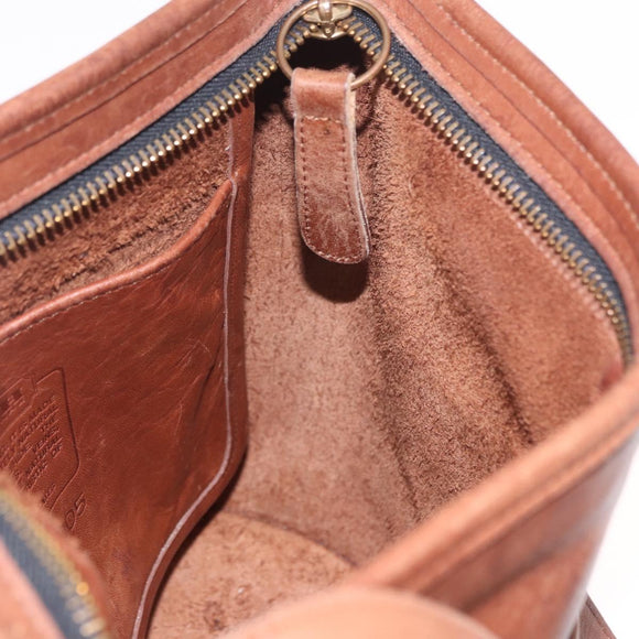 Coach Shoulder Bag Leather Brown Gold Auth 189421