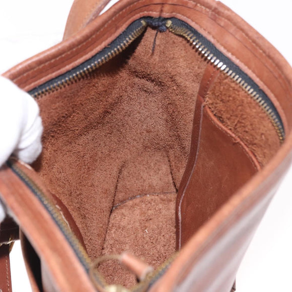 Coach Shoulder Bag Leather Brown Gold Auth 189421