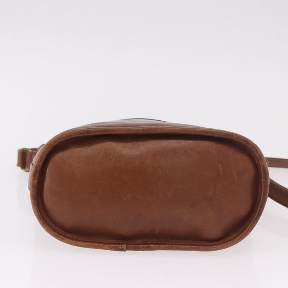 Coach Shoulder Bag Leather Brown Gold Auth 189421