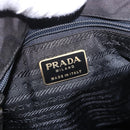 PRADA Hand Bag Nylon Black Gold Auth 189423-10