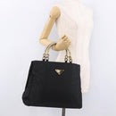 PRADA Hand Bag Nylon Black Gold Auth 189423-27