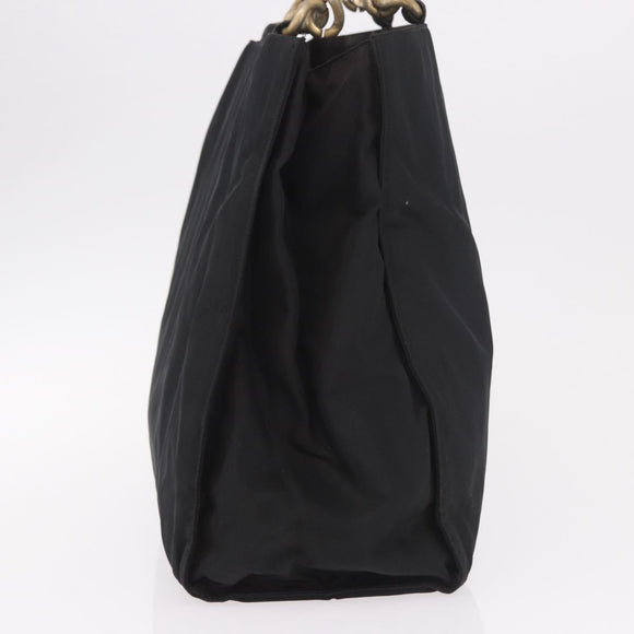 PRADA Hand Bag Nylon Black Gold Auth 189423