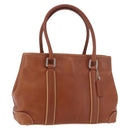 Coach Hand Bag Leather Brown Silver Auth 189425-1