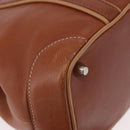 Coach Hand Bag Leather Brown Silver Auth 189425-10