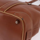 Coach Hand Bag Leather Brown Silver Auth 189425-14