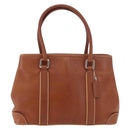 Coach Hand Bag Leather Brown Silver Auth 189425-13