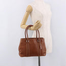 Coach Hand Bag Leather Brown Silver Auth 189425-23