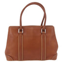 Coach Hand Bag Leather Brown Silver Auth 189425-2