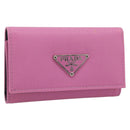PRADA Key Case Nylon Pink Silver Auth 189428A-1