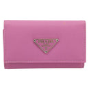 PRADA Key Case Nylon Pink Silver Auth 189428A-13