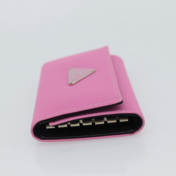 PRADA Key Case Nylon Pink Silver Auth 189428A