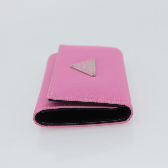 PRADA Key Case Nylon Pink Silver Auth 189428A