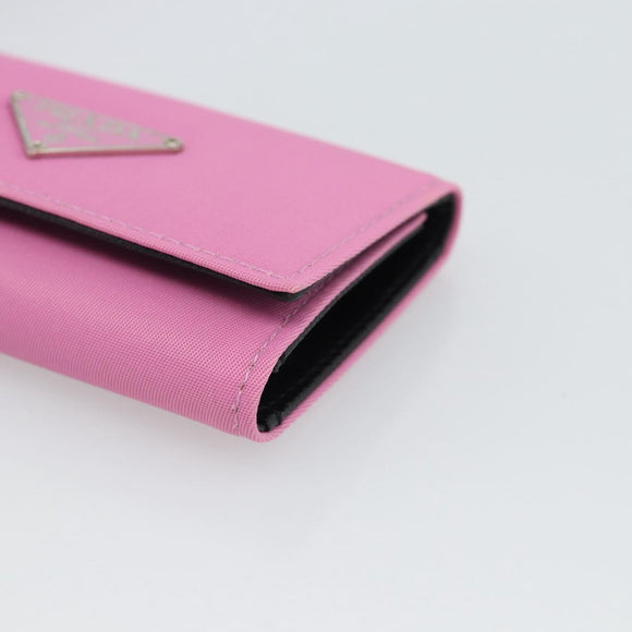 PRADA Key Case Nylon Pink Silver Auth 189428A