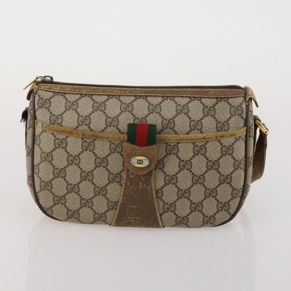 GUCCI GG Supreme Shoulder Bag PVC 2 Set Beige Purple Auth 189444