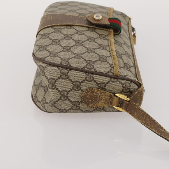 GUCCI GG Supreme Shoulder Bag PVC 2 Set Beige Purple Auth 189444