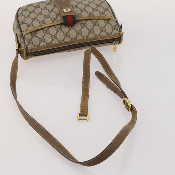 GUCCI GG Supreme Shoulder Bag PVC 2 Set Beige Purple Auth 189444